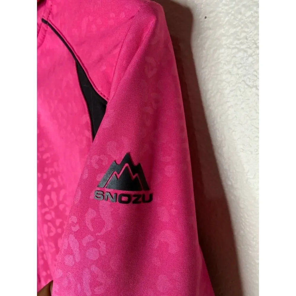 Snowzu Pink Black Hooded Zip Up Pockets Girls Jacket Size 10 12 M Medium